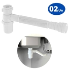 Sifão Sanfonado Com Copo 49cm Branco | Astra | Kit C/ 2 Un